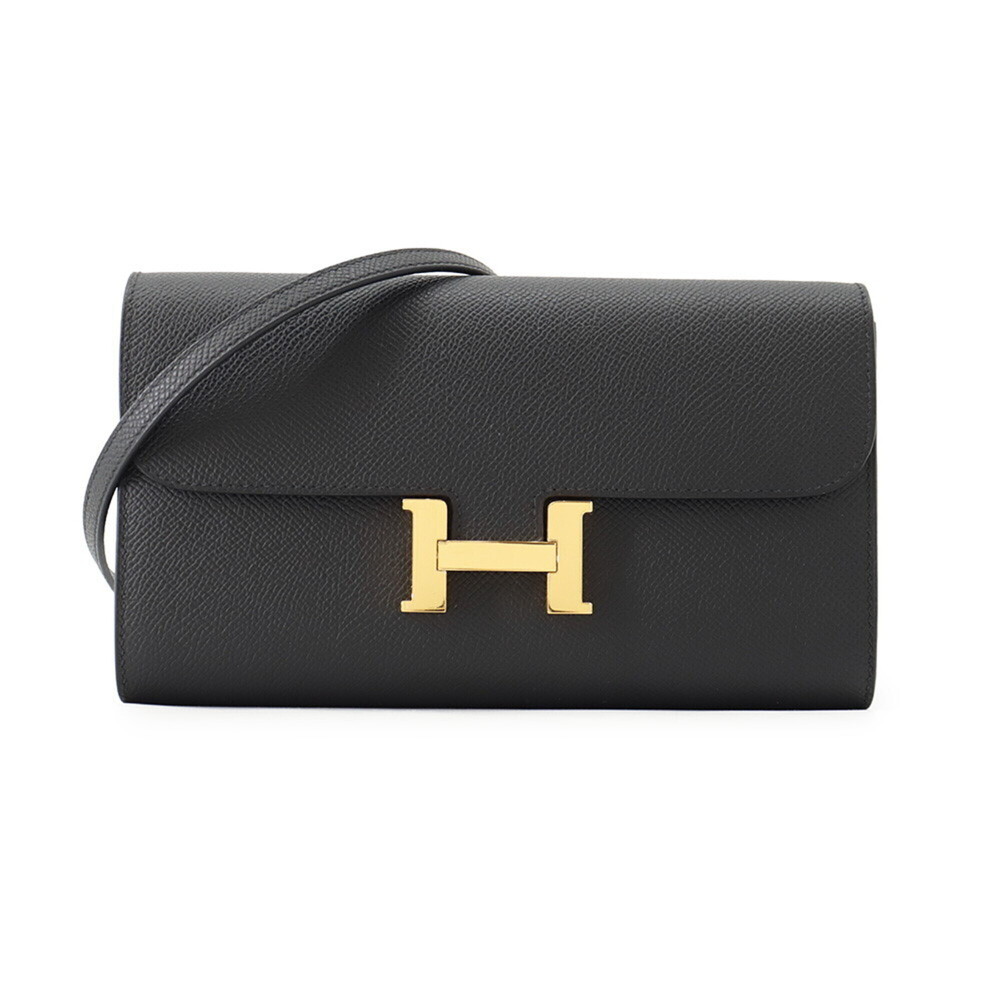 Hermes Constance To Go Long Wallet, Black Epsom Leather, G Stamp, HERMES Shou...